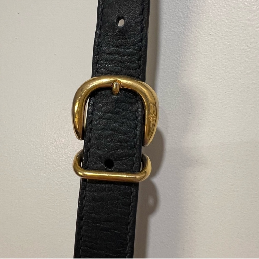 Vintage Gucci GG Navy Blue Canvas w/ leather Crossbody Bag - Picture 11 of 16